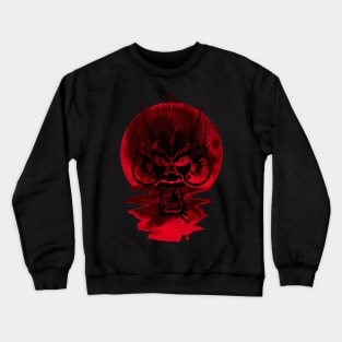 dragon head and red moon Crewneck Sweatshirt